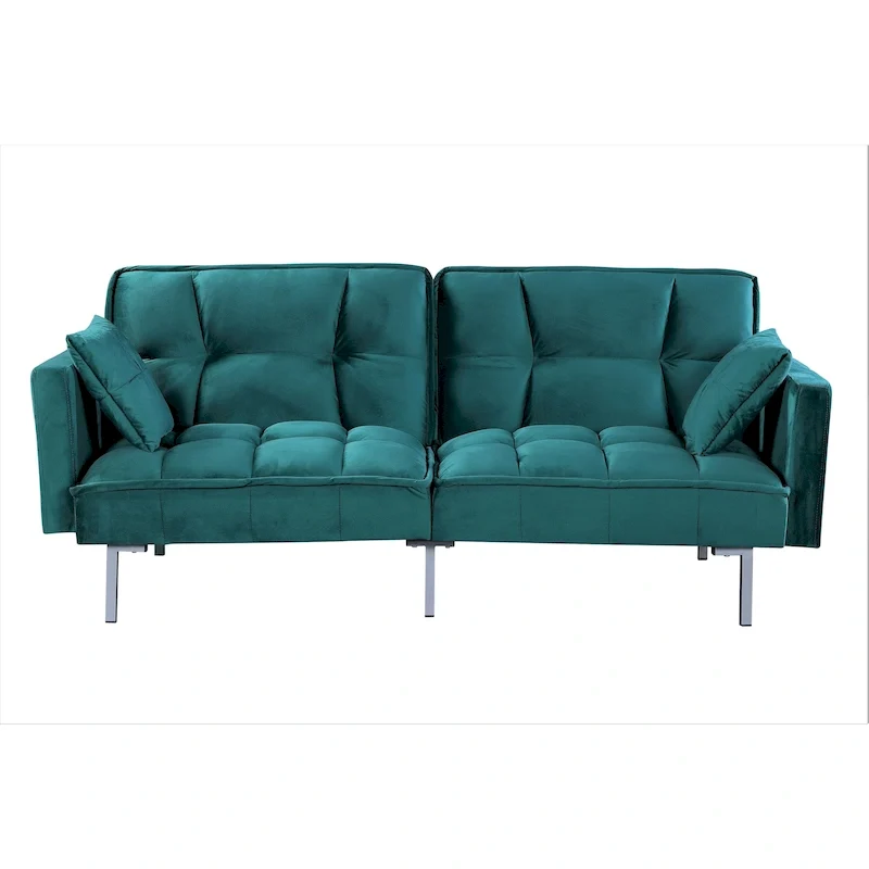 Bernal 75.6W Velvet Futon Sofa Bed Sleeper