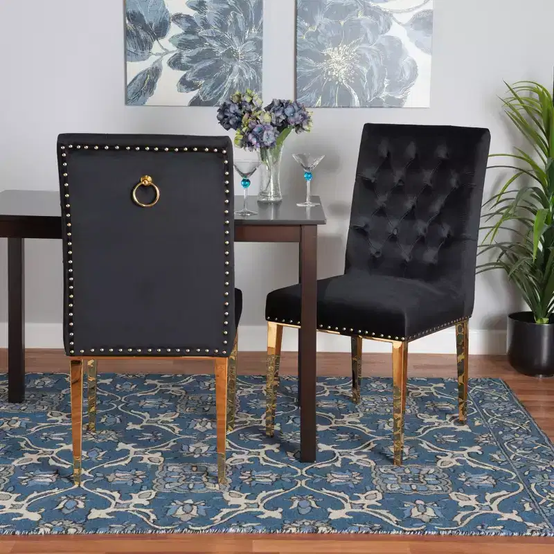 Caspera Contemporary Glam and Luxe Velvet Fabric and Metal Dining Chair