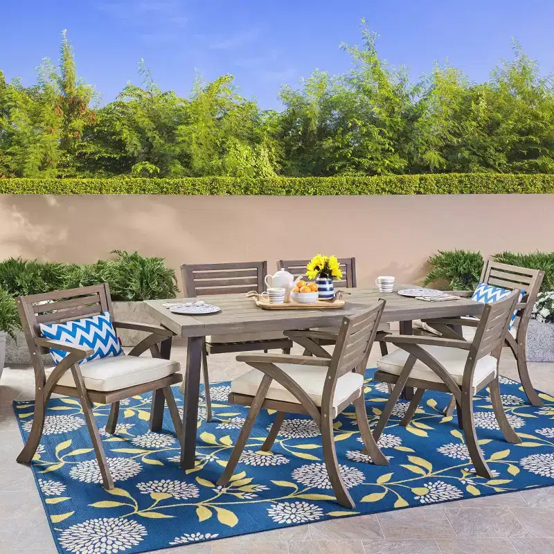 Della-Hermosa 7pc Acacia Wood Dining Set - Gray - Christopher Knight Home