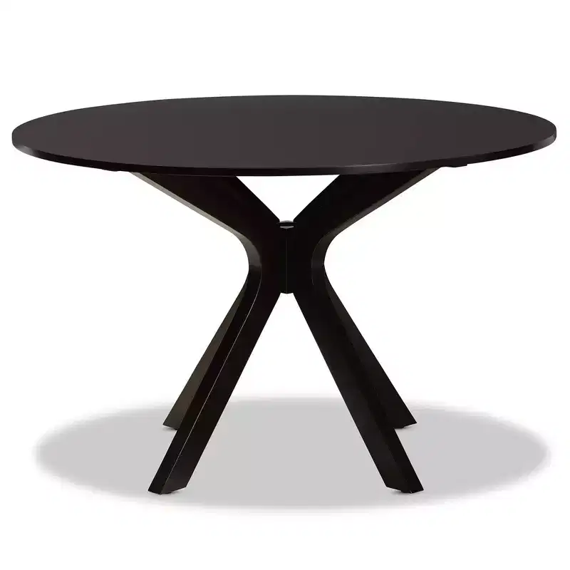 48" Kenji Wide Round Wood Dining Table Dark Brown - Baxton Studio