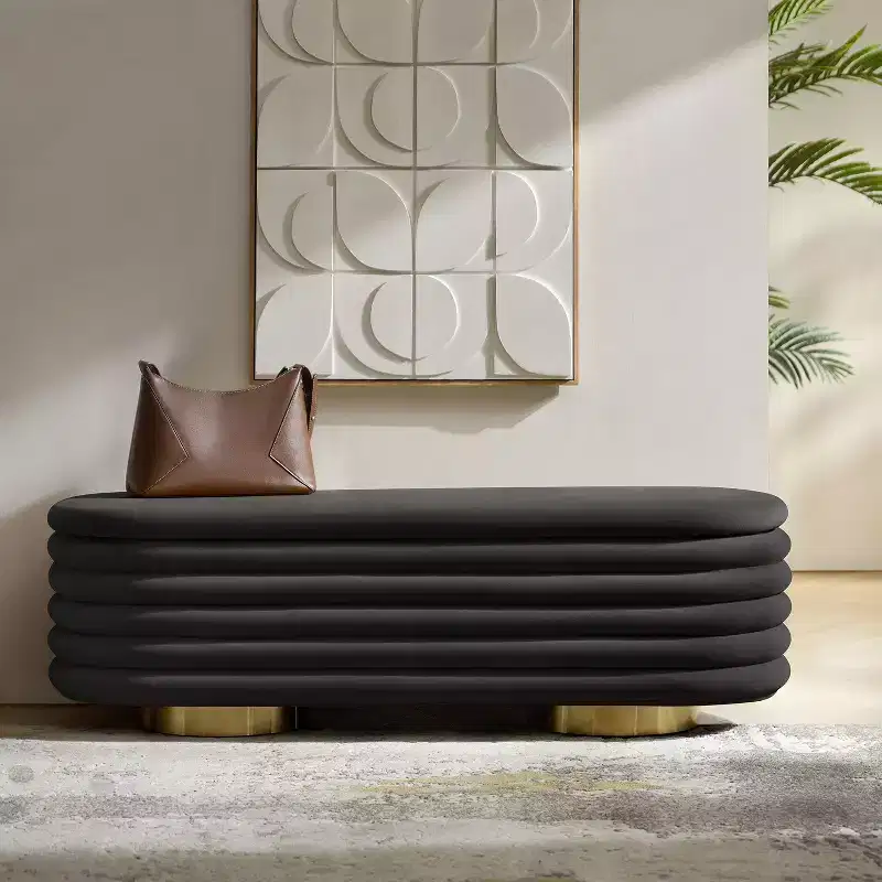 Tiffany channel-tufted Bench|HULALA HOME-BLACK