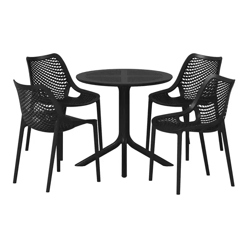 WestinTrends Playa 5-Piece Modern Round Patio Dining Table Set with Stackable Patio Dining Chairs