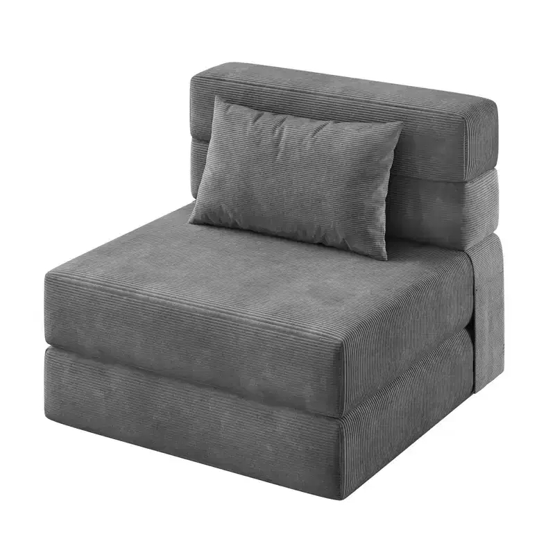 72 x 28 x 6 Inches Folding Sofa Bed Sleeper Chair, Convertible Futon Couch with Pillow, Single Size Foldable Mattress for Living Room, Dorm, Apartment