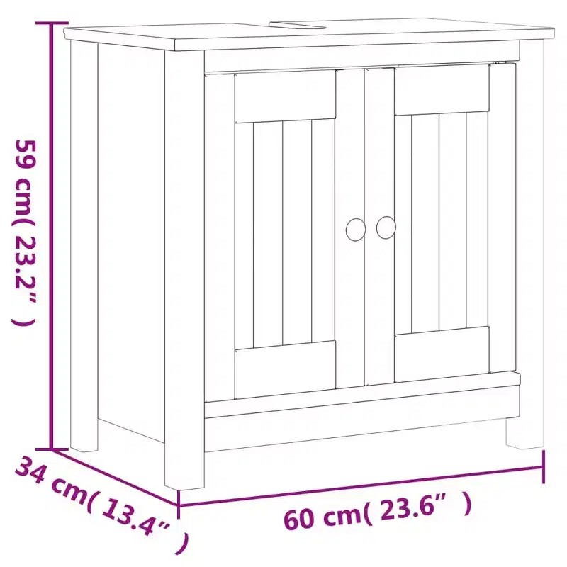 vidaXL BERG Bathroom Sink Cabinet Vanity Cabinet Cupboard Solid Wood Pine