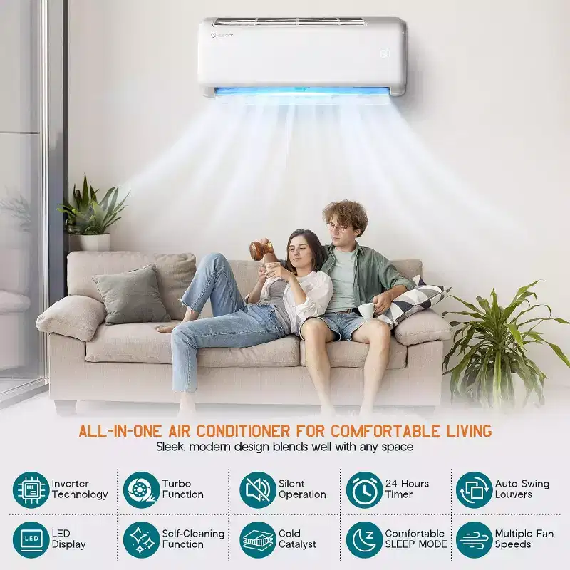 AMERLIFE Mini Split Air Conditioner Heat Pump, Energy Star Inverter AC with Wi-Fi Smart Control