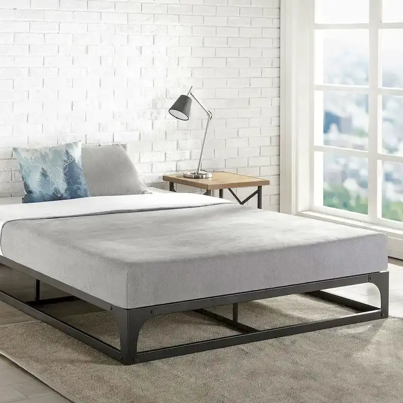 Black Full Size Low Profile Metal Platform Bed Frame for 1–2 Person, No Box Spring Needed