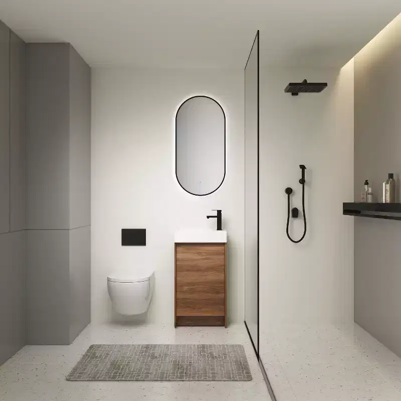 18 Inch Bathroom Vanity with Single Sink, Freestanding Ceramic Basin Storage Cabinet, Soft Closing Doors and Adjustable Shelf