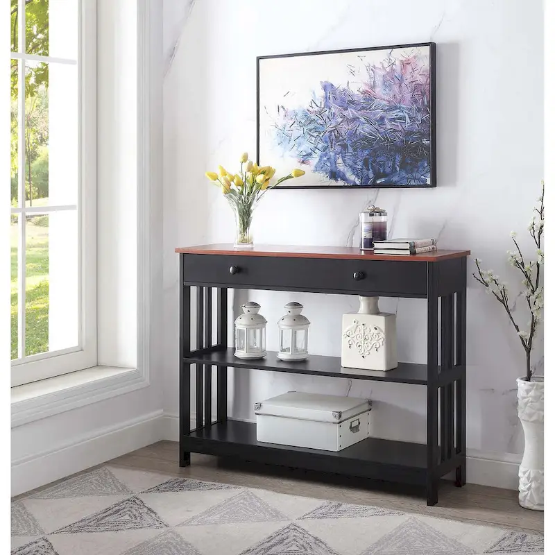 1-Drawer Console Table with 3 Shelves – Contemporary Style, Multiple Finishes