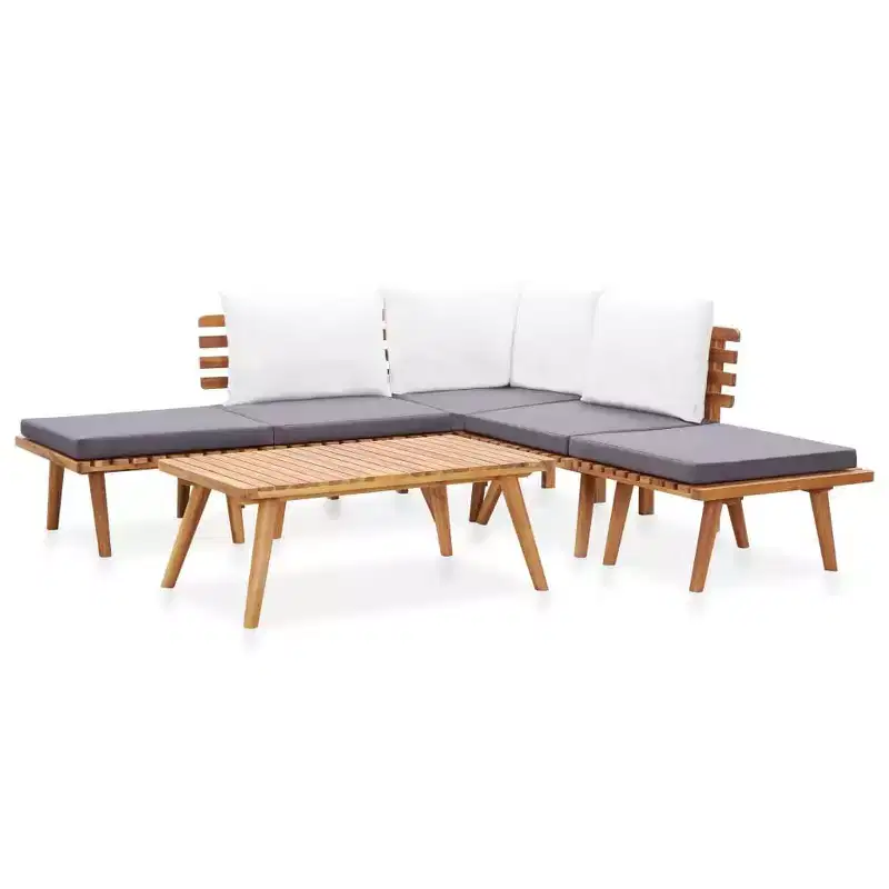 vidaXL Garden Lounge Set Dark Grey Seat Cushions, White Back Cushions