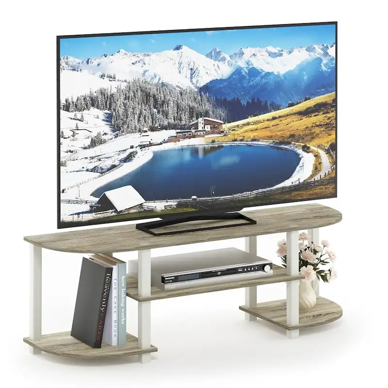 Furinno 11058 Turn-S-Tube Wide TV Entertainment Center, Sonoma Oak/White