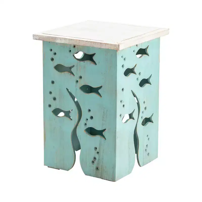 Crestview Collection Square Blue Solid Wood Accent_End Table