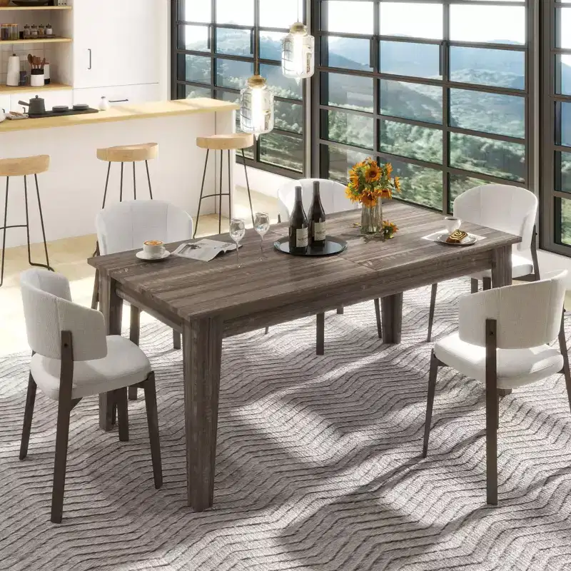 106.3IN Vintage Dining Table, Extendable Kitchen Table with Long Tabletop, Folding Table for Party, Celebration, Meetings, Dark Oak