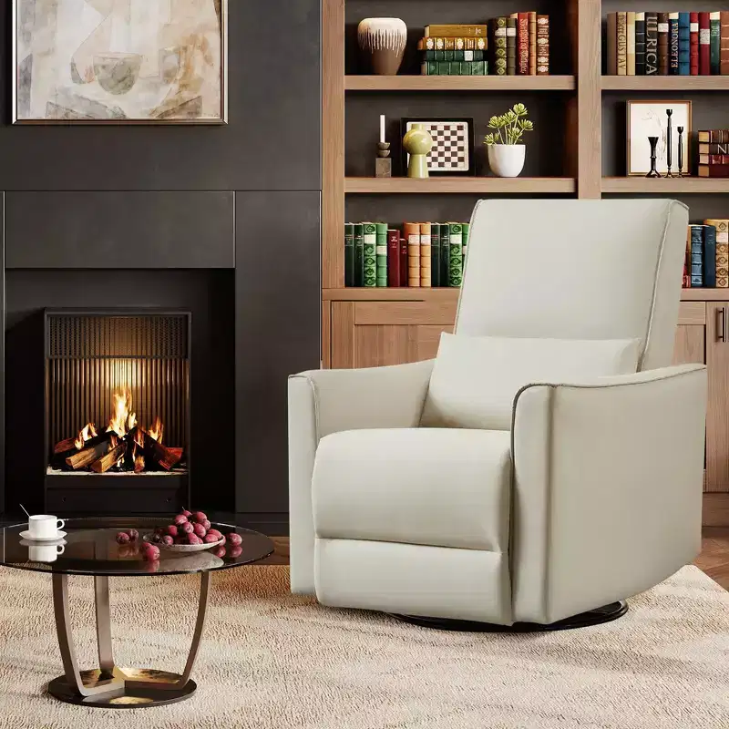 Swivel Rocking Nursery Recliner Chair Rocker Recliner Glider Deep Seat Sofa Chair with high Backrest
