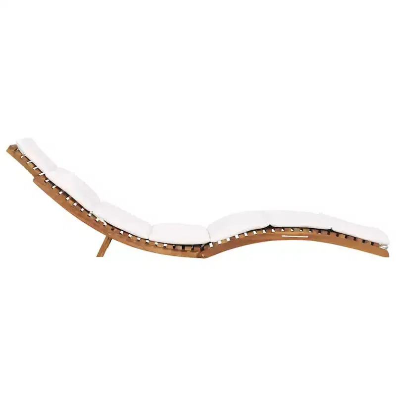vidaXL Sunlounger Cream White Fine sanded teak hardwood Standard