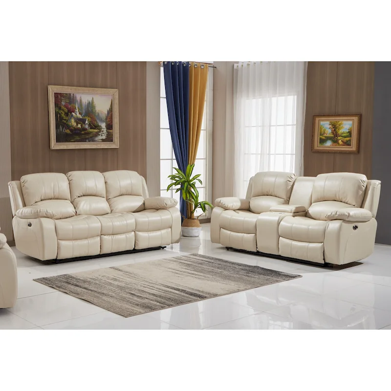 Betsy Furniture 2 Piece Bonded Leather Power Reclining Living Room Set, Sofa and Loveseat
