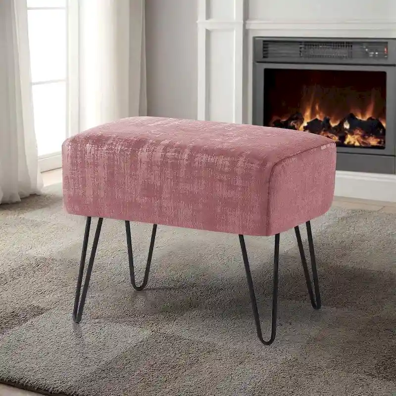 Textured Velvet Ottoman