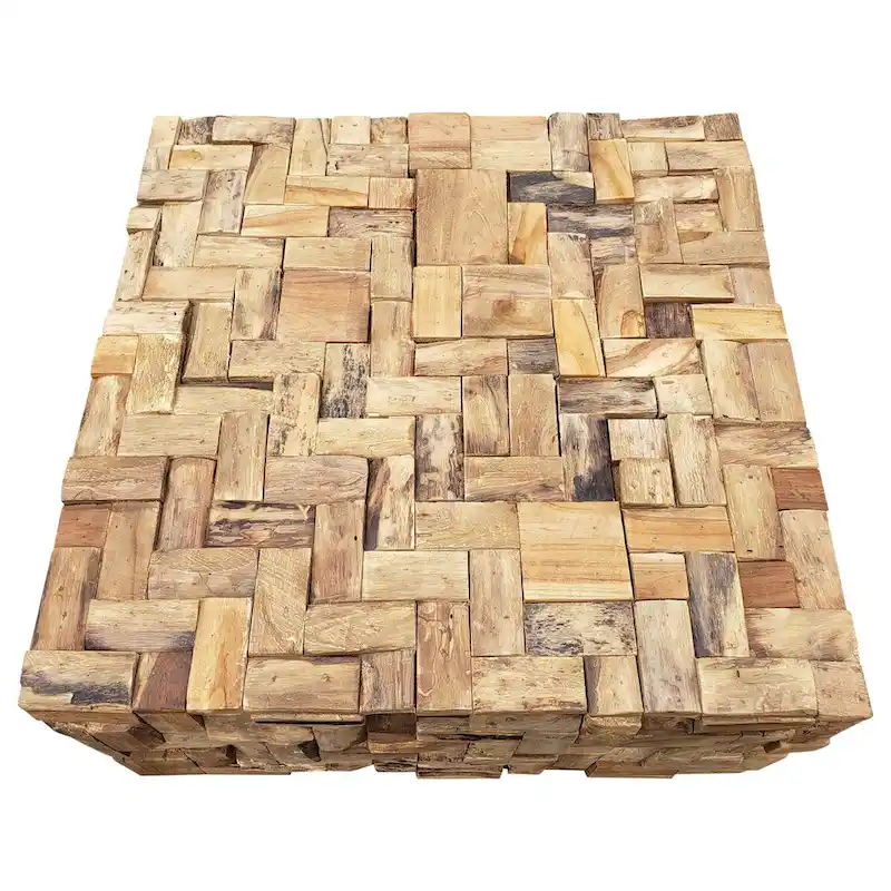 Chic Teak Rustic Recycled Teak Wood Java Coffee Table, 32 inch
