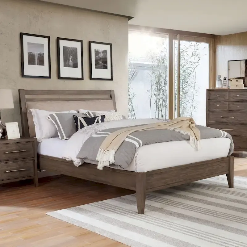 Rustic Grey Solid Wood Platform Bed