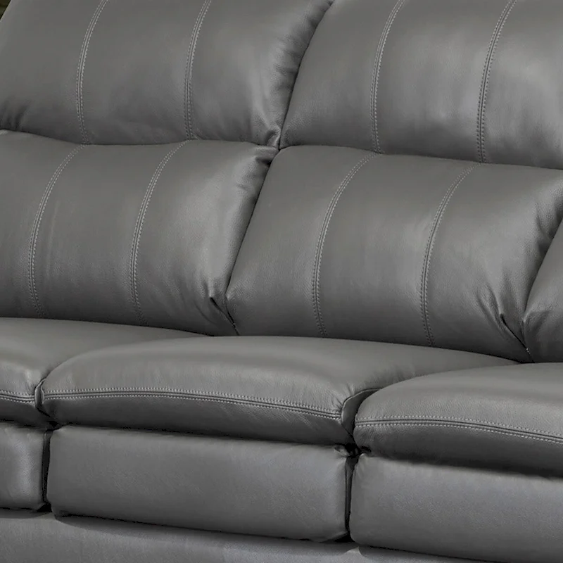 Marcus Premium Grey Top Grain Leather Sofa and Chair Set