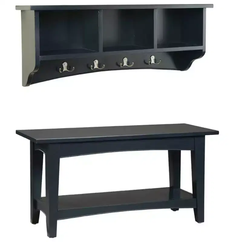 Shaker Cottage Storage Coat Hook with Bench Set - Alaterre Furniture