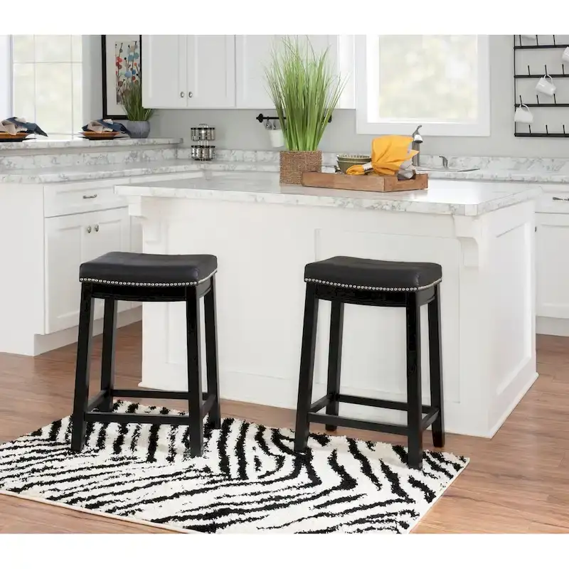 Linon Willamette Faux Leather Bar Stool (Set of 2) - Counter Height