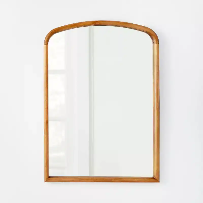 24" x 34" Wood Arch Decorative Wall Mirror Natural - ™ designed with: Stained Finish, No Assembly Required