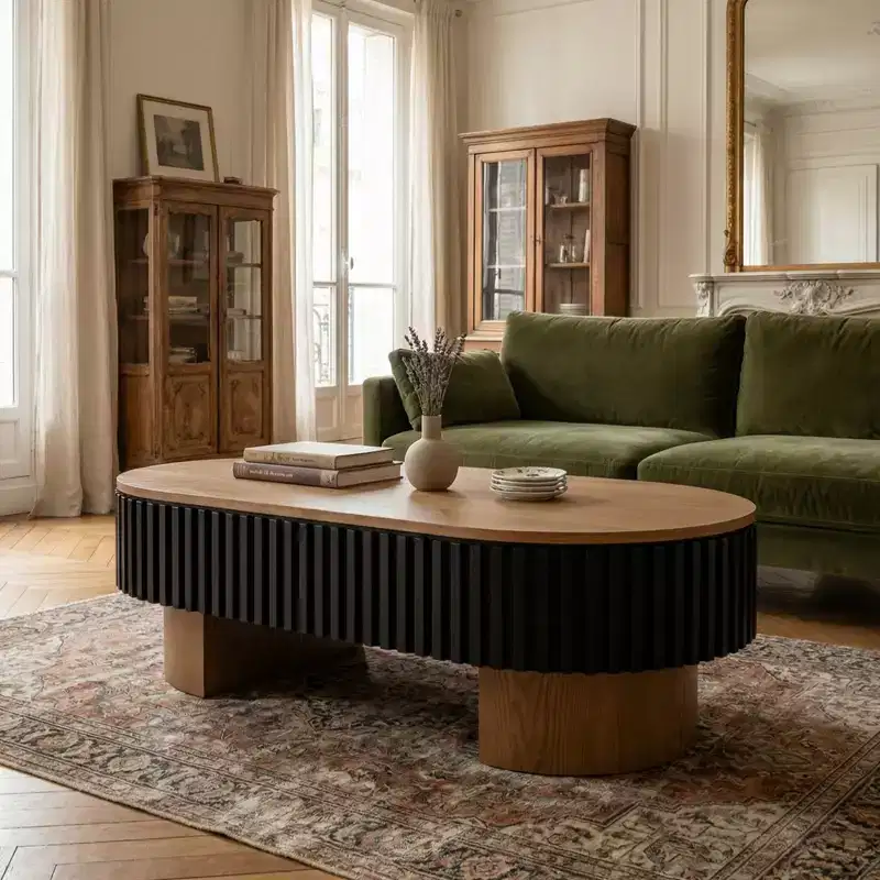GDFStudio Elvire French Country Rubberwood Coffee Table with Hidden Storage and Removable Tabletop