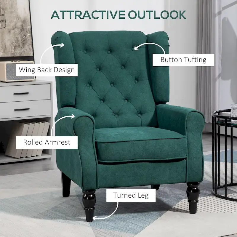 HOMCOM Copper Grove Guanta Tufted Wood Leg Accent Chair