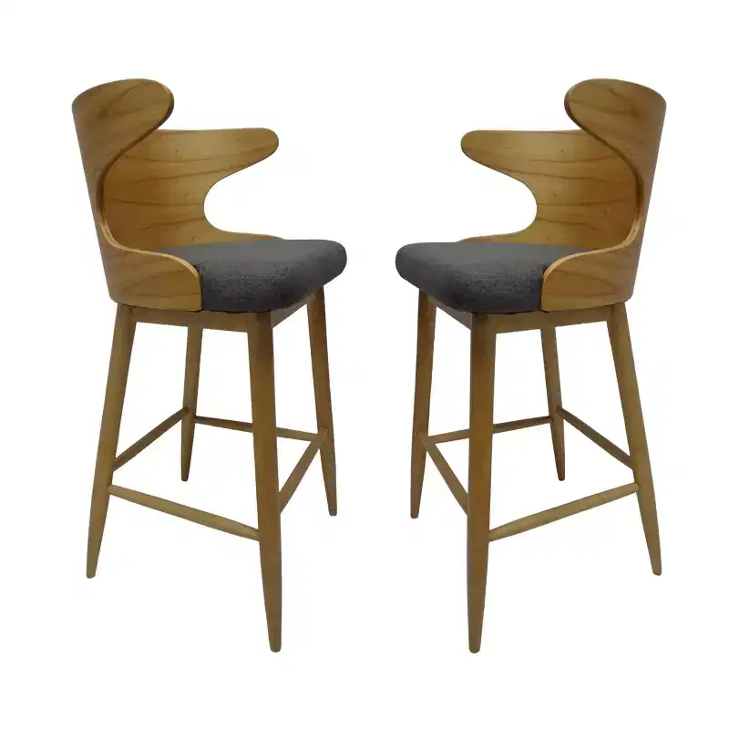 GDFStudio Cortland Mid Century Modern Fabric Upholstered Wood 30.5 Barstools (Set of 2)