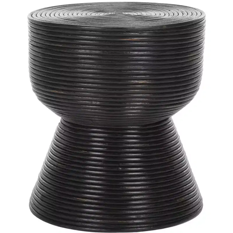 Heimdall Round Accent Table Distressed Black/Black