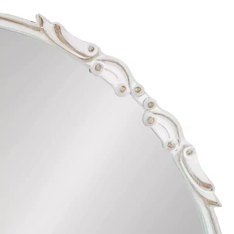 24" Diameter Brynley Decorative Wall Mirror White - Kate & Laurel All Things Decor: Glam Style, No Assembly Required