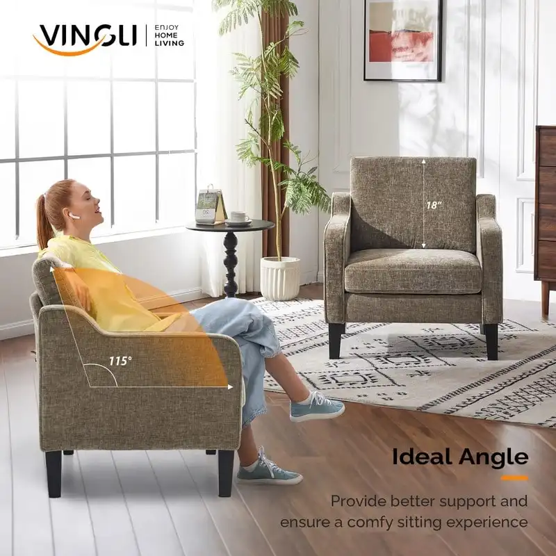 Mid-Century Modern Accent Chair, Single Seat – Multi-Color Options