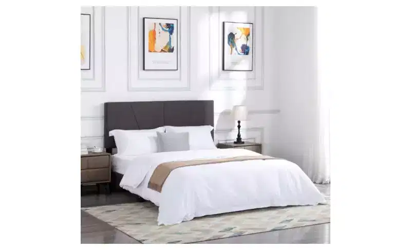 Okak Sleek Queen Size Platform Bed Frame with Upholstered Headboard & Slats Support,Classic Wooden Bed for Primary Bedroom