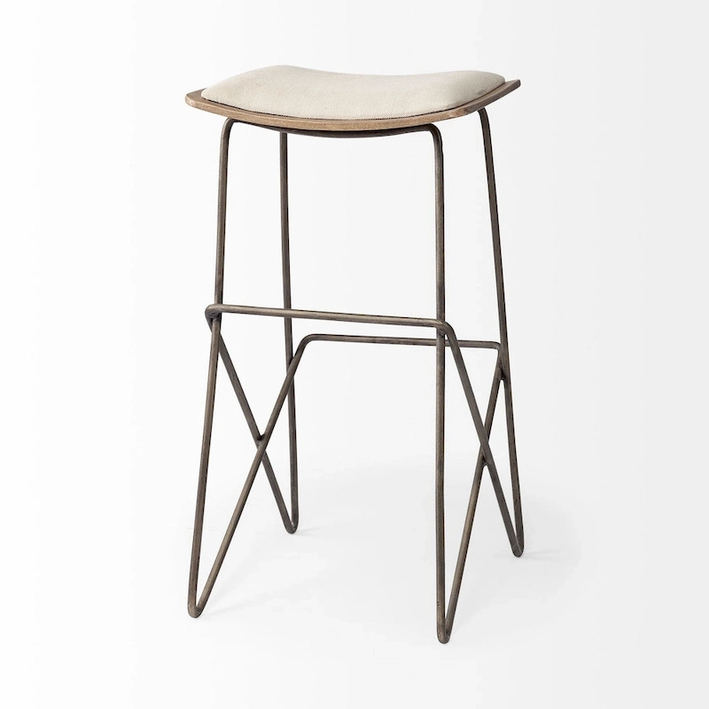 Katniss Cream Fabric Seat with Gold Metal Frame Counter Stool