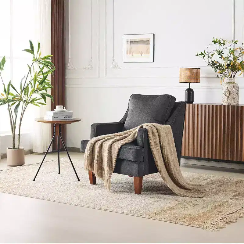 Karl Home |29 inch Wide T-Cushion Polyester Solid Wood Accent Chair