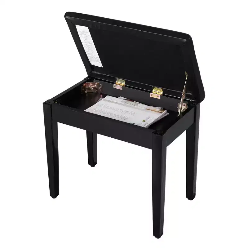 SONGMICS Piano Bench with Padded Cushion and Storage Compartment for Music Books, Vanity Stool, Tufted Wooden Piano Seat