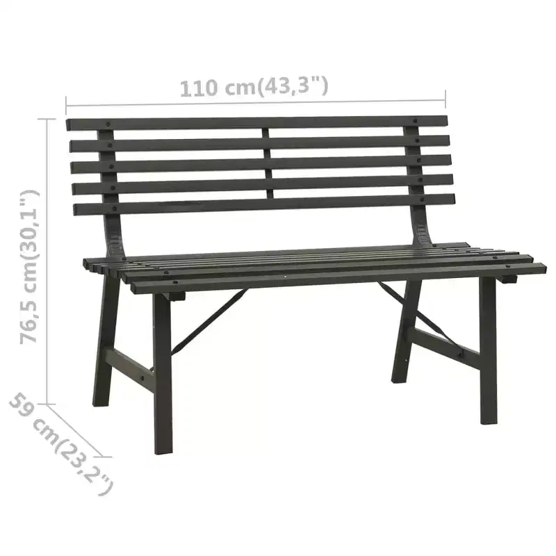 Garden Bench Black Powder-coated steel Large Durable
