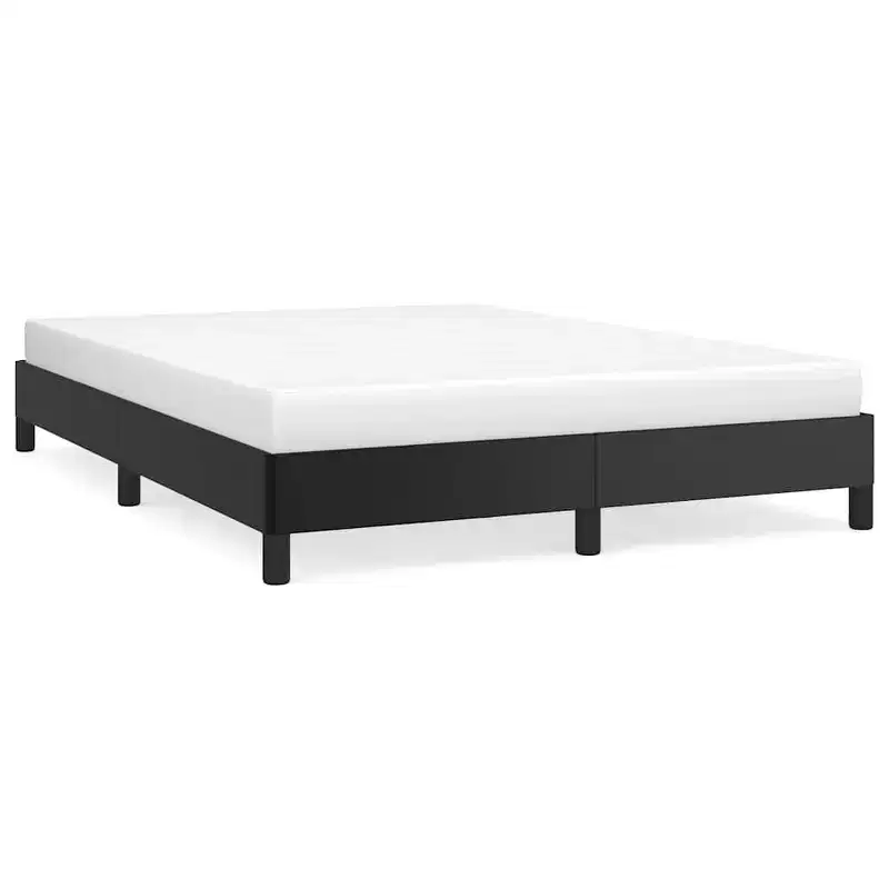 vidaXL Queen Bed Frame, Faux Leather Upholstered Platform Bed Frame, Black, No Mattress