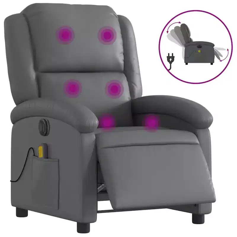 vidaXL Massage Recliner Chair Faux leather Single