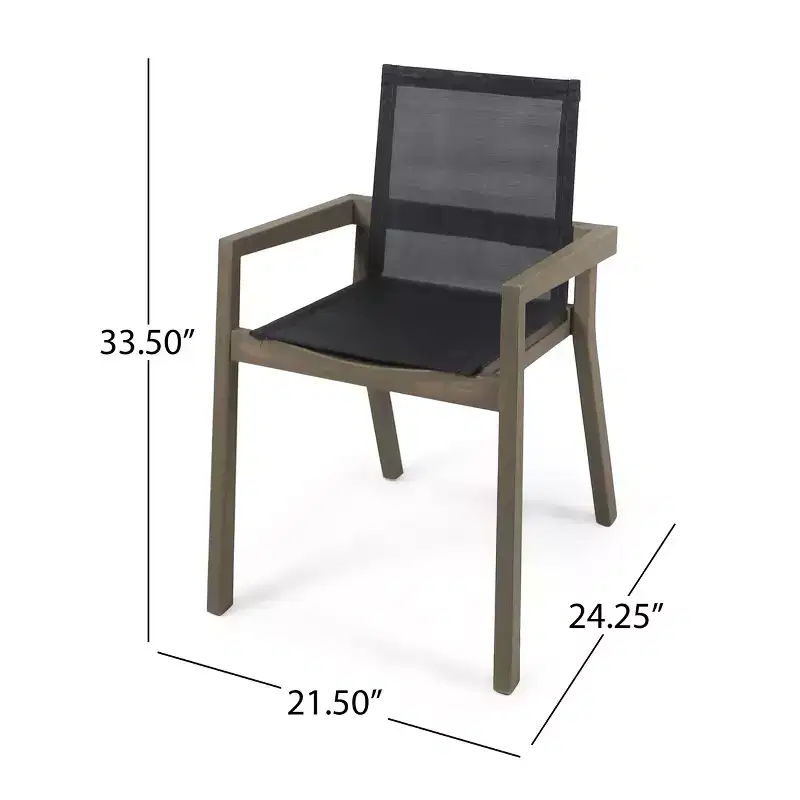 Christopher Knight Home Sofia 7 Piece Outdoor Rustic Acacia Wood Dining Set with Mesh Chairs