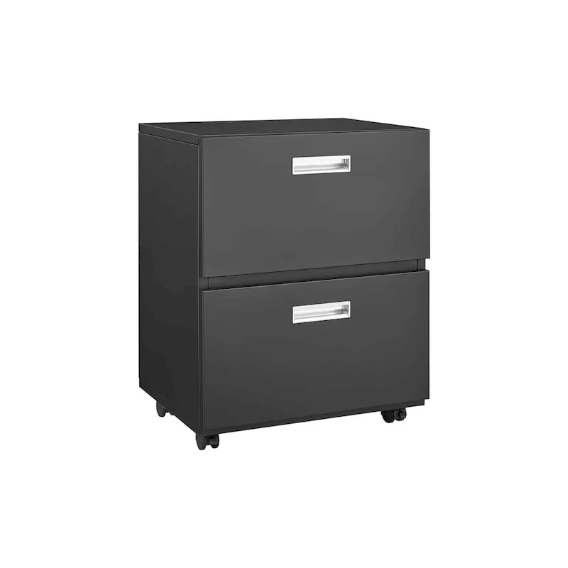 Black 2-Door Mobile File Cabinet with Printer Stand