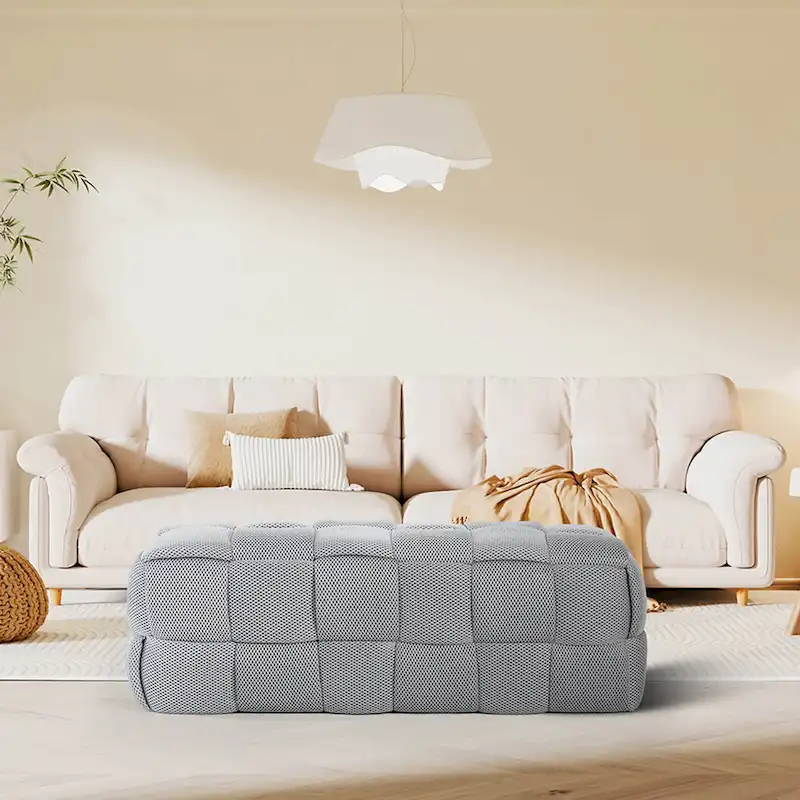 Modern 3D Breathable Fabric Large Ottoman Bench