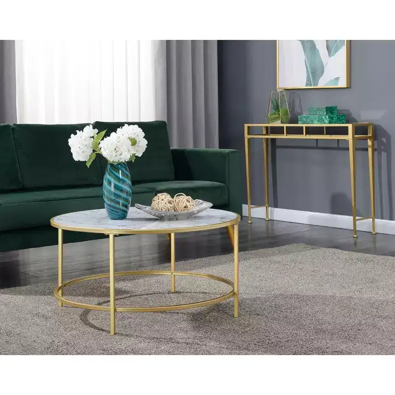 Gold Coast Faux Marble Round Coffee Table - Brieghton Home