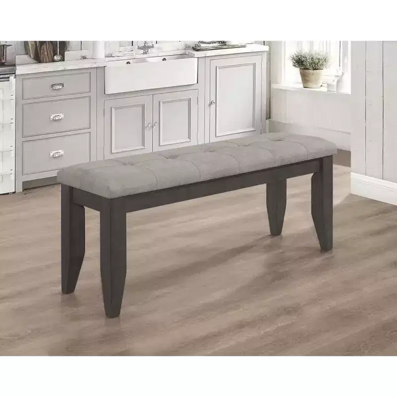 Simple Relax Fabric Upholstered Dining Bench in Dark Grey