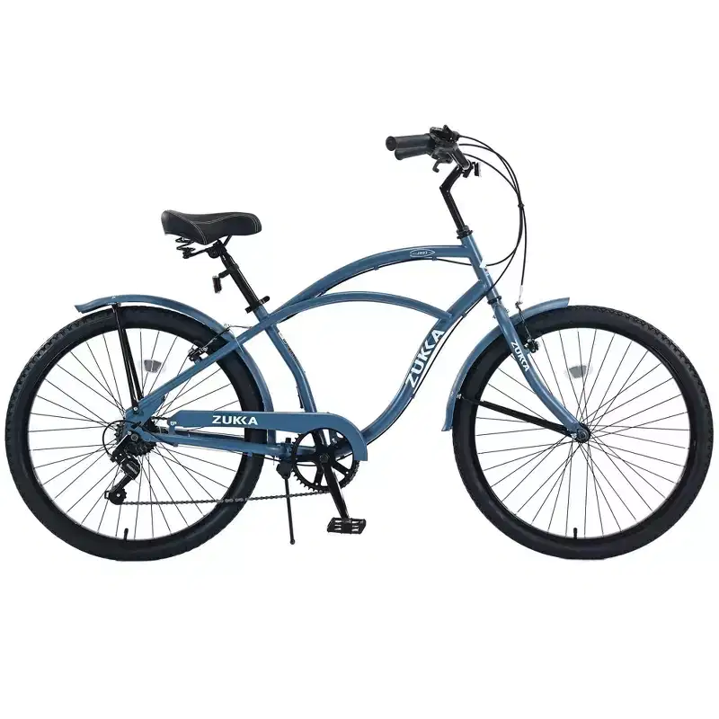NAYSAYE 7 Speed Beach Cruiser Bike for Women 26 Inch Steel Frame for Comfortable City Rides, Blue, 69.96*28.32*43.2