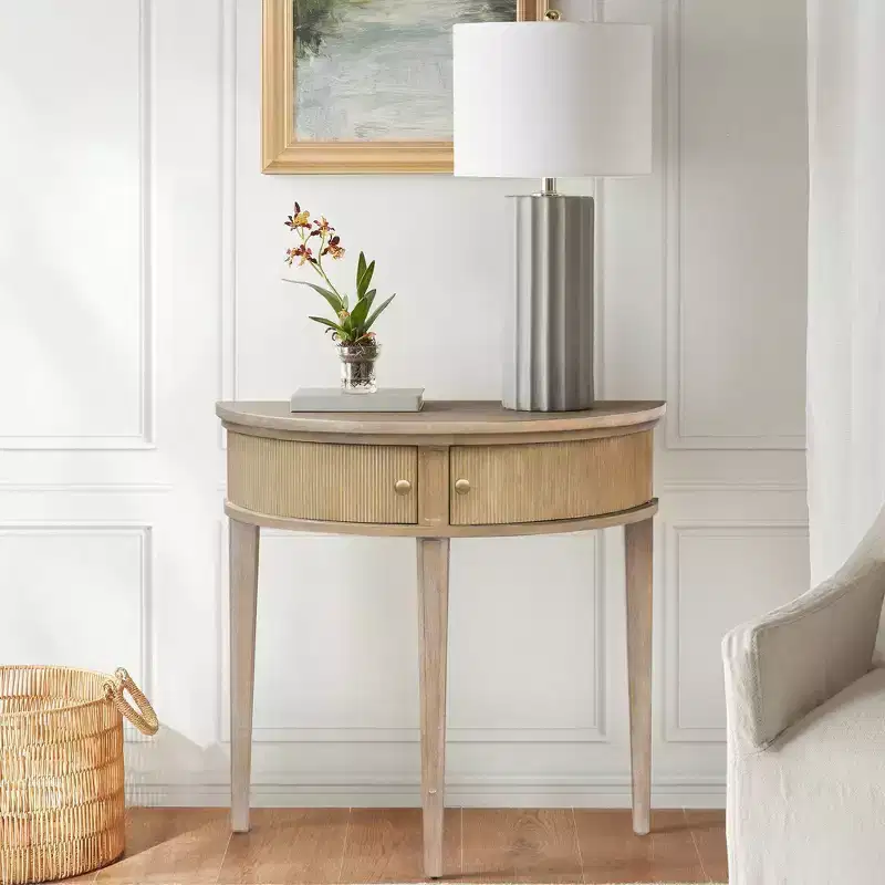 Crestview Storage Console Table Reclaimed Wheat - Martha Stewart: Vintage Demilune Design, Entryway Elegance