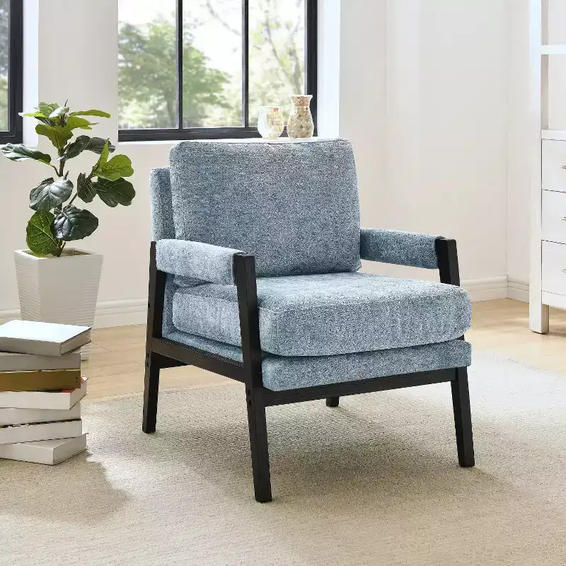 Mid-Century Modern Chenille Upholstered Accent Armchair