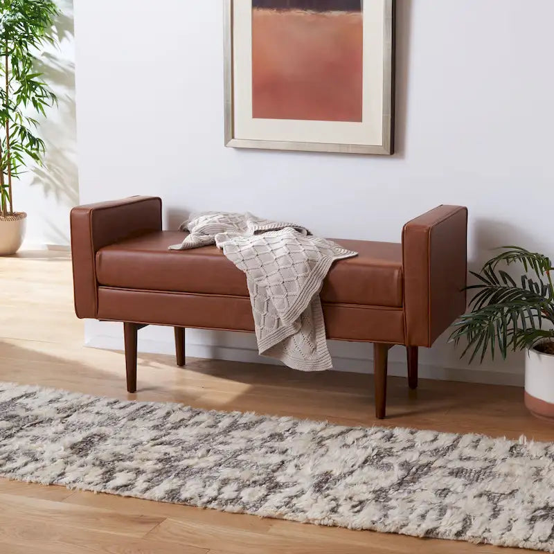 Mid-Century Modern 25-inch Bench - 49 W x 18 L x 25 H - 49Wx18Dx25H