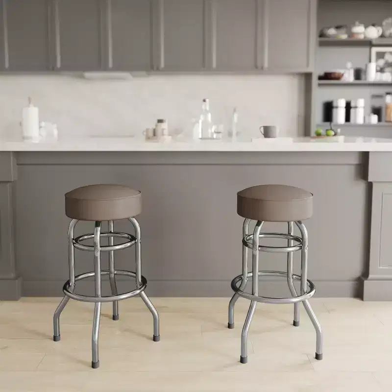 2 Pack Double Ring Chrome Barstool