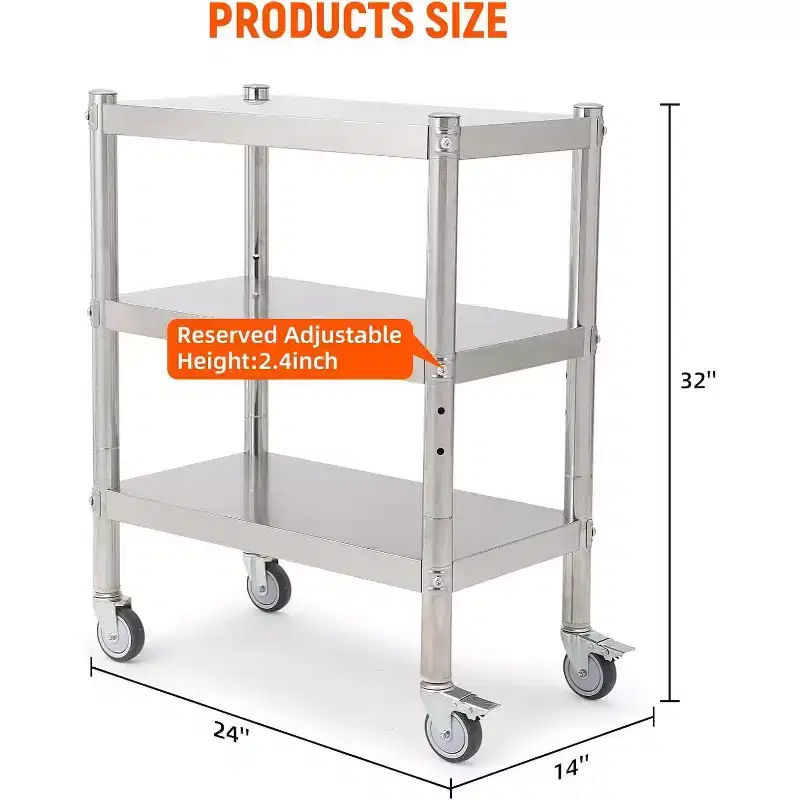 Stainless Steel Shelves, Storage Shelves, Adjustable Shelves, 330lbs per Tier Load Capacity, Kitchen&Garage&Office&Dining Room